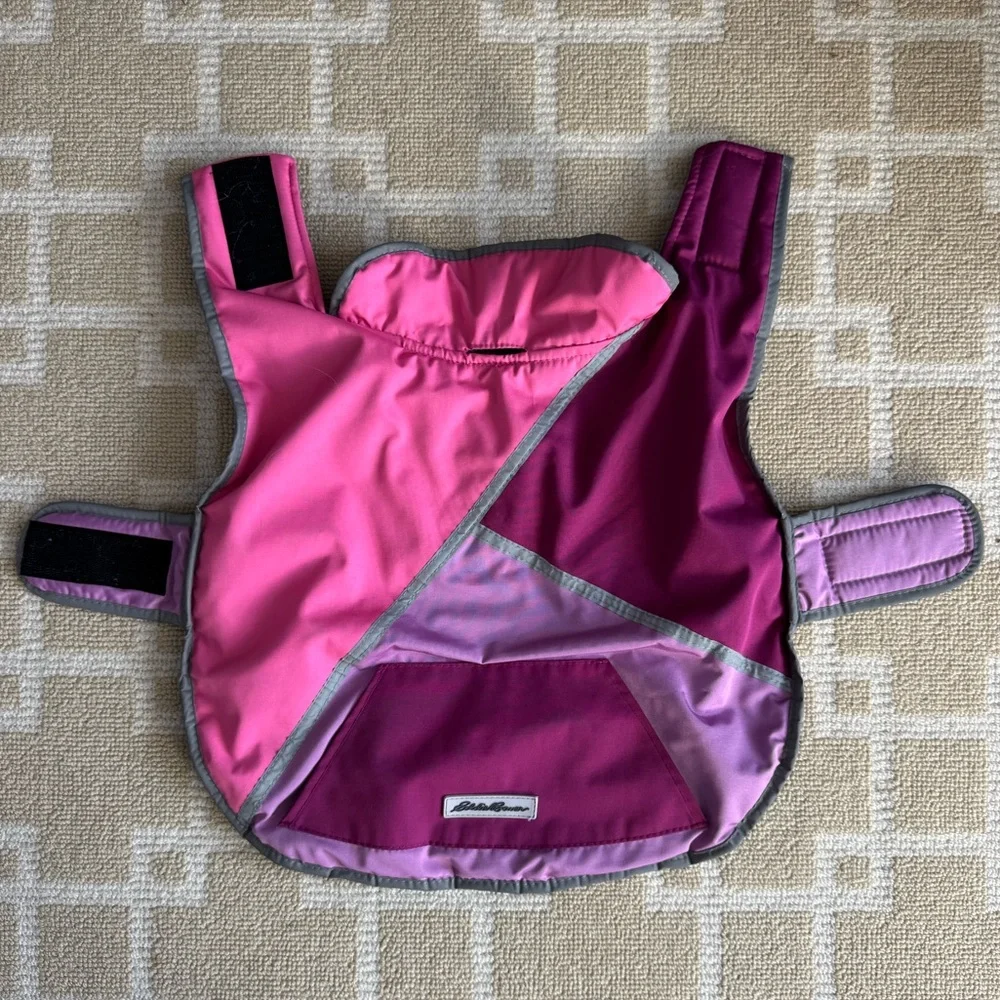 Eddie Bauer Fleece Lined Dog Coat Pink Purple Reflective Medium